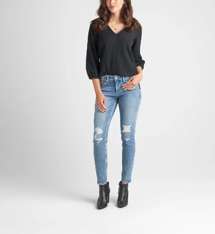 Silver Elyse Mid Rise Skinny